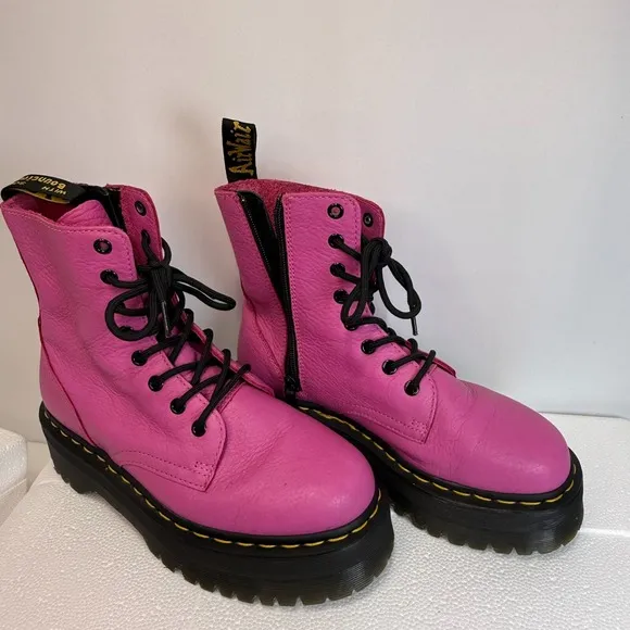 Dr. Martens  Jadon  Pink Leather Platform Boots Steampunk Grunge Goth Wom Size 7