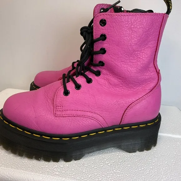Dr. Martens  Jadon  Pink Leather Platform Boots Steampunk Grunge Goth Wom Size 7