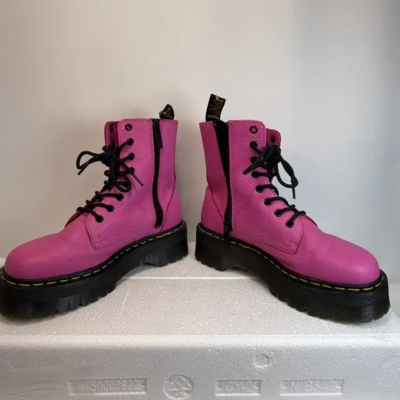 Dr. Martens  Jadon  Pink Leather Platform Boots Steampunk Grunge Goth Wom Size 7
