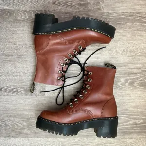 Dr. Martens Leona Butterscotch Brown Leather Platform Boots 7