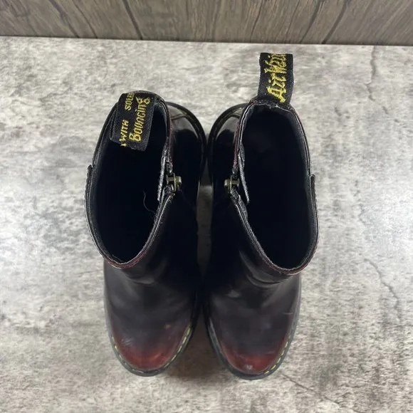 Dr Martens Magdalena Zip Heel Platform Zip Boots Red Cherry Arcadia Leather US 5