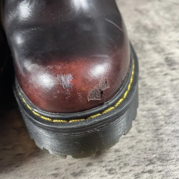 Dr Martens Magdalena Zip Heel Platform Zip Boots Red Cherry Arcadia Leather US 5