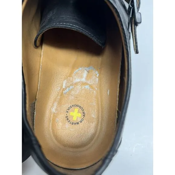 Dr. Martens Men’s Black Leather Monk Strap Loafers Buckle Y2K Size 10M
