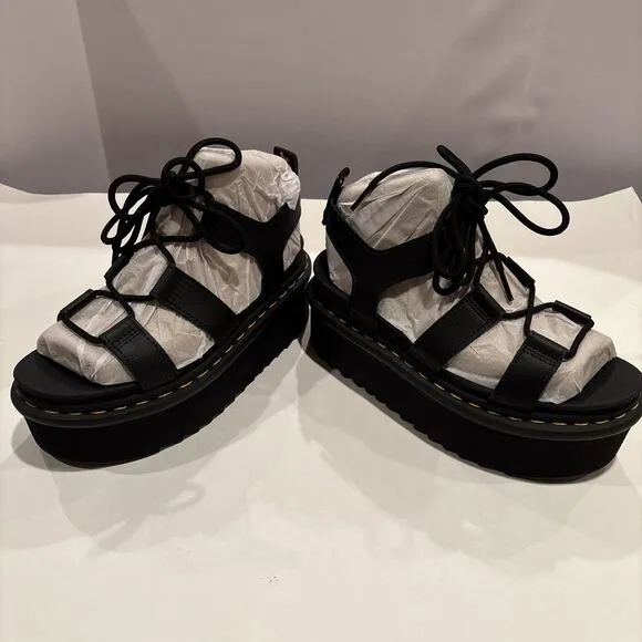 Dr Martens Nartilla XL Platform Quad Zebrilus Sandals Womens 7 NEW Black Athena