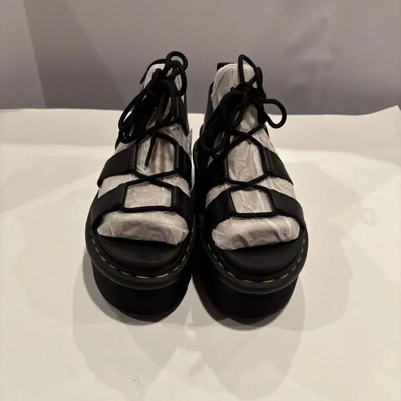 Dr Martens Nartilla XL Platform Quad Zebrilus Sandals Womens 7 NEW Black Athena
