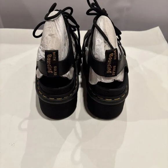Dr Martens Nartilla XL Platform Quad Zebrilus Sandals Womens 7 NEW Black Athena