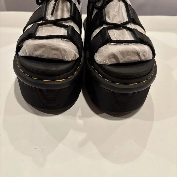 Dr Martens Nartilla XL Platform Quad Zebrilus Sandals Womens 7 NEW Black Athena