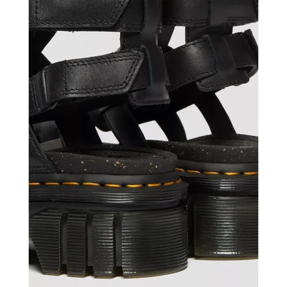 Dr. Martens Ricki Gladiator Sandals Women 5 Black Leather Platform Goth Punk NEW