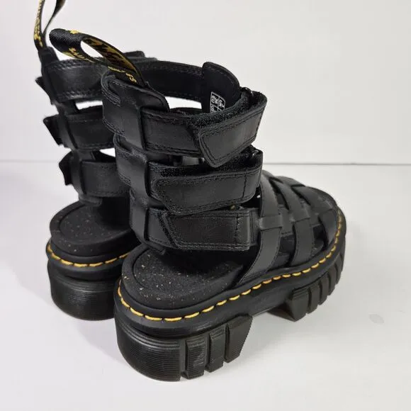 Dr. Martens Ricki Gladiator Sandals Women 5 Black Leather Platform Goth Punk NEW