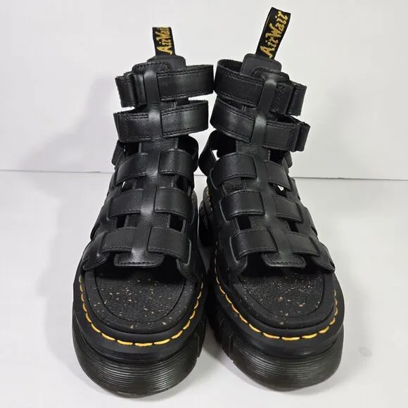 Dr. Martens Ricki Gladiator Sandals Women 5 Black Leather Platform Goth Punk NEW