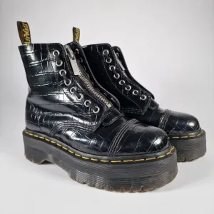 Dr Martens Sinclair Embossed Croc Platform Boots Bex Commando Sole Ladies US 7