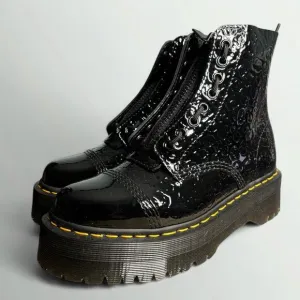 Dr. Martens Sinclair Leopard Emboss Patent Leather Platform Boots in Black