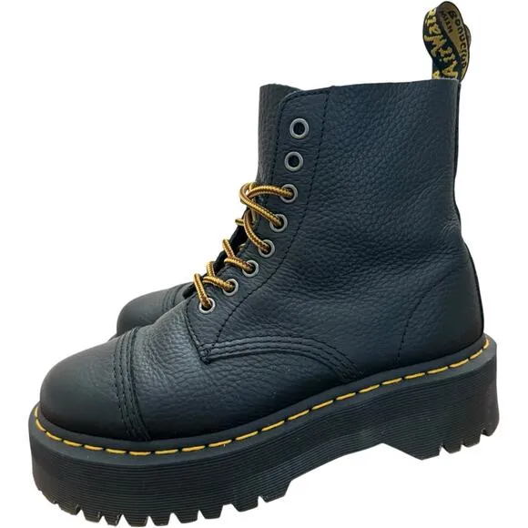 Dr. Martens Sinclair Milled Nappa Leather Platform Boots In Black Women’s Size 7