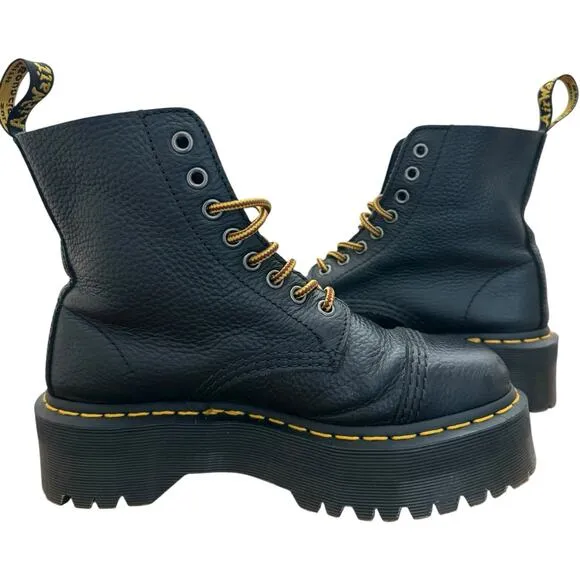 Dr. Martens Sinclair Milled Nappa Leather Platform Boots In Black Women’s Size 7