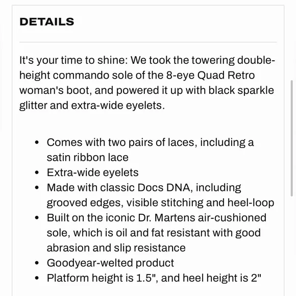 Dr. Martens Size 6 Molly Green Glitter Platform Boots Sparkle Ribbon Chunky