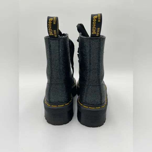 Dr. Martens Size 6 Molly Green Glitter Platform Boots Sparkle Ribbon Chunky