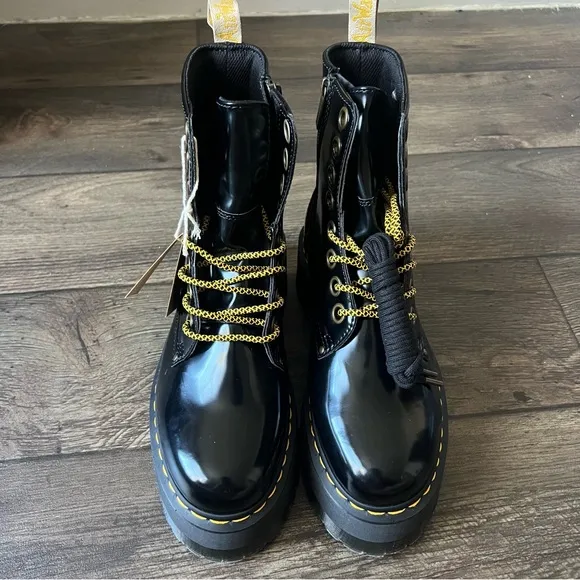 Dr Martens Vegan Jadon Max Combat Platform Boots Black Size 9W/8M NEW