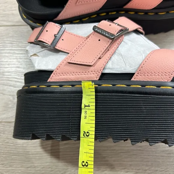 DR. MARTENS Voss II Quad Leather Platform Sandals Beige Pink