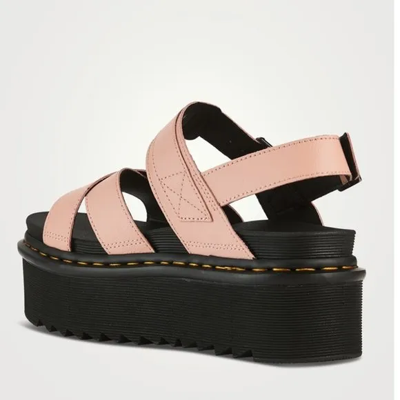 DR. MARTENS Voss II Quad Leather Platform Sandals Beige Pink