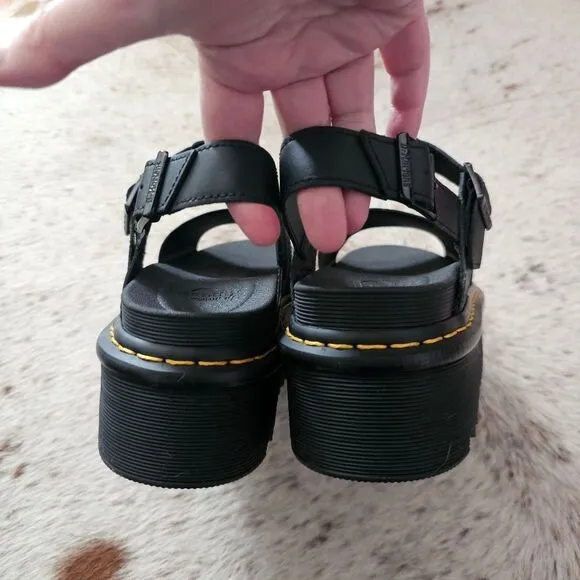 Dr. Martens Voss Quad Women's Leather Platform Sandals In Black Size 10 NEW