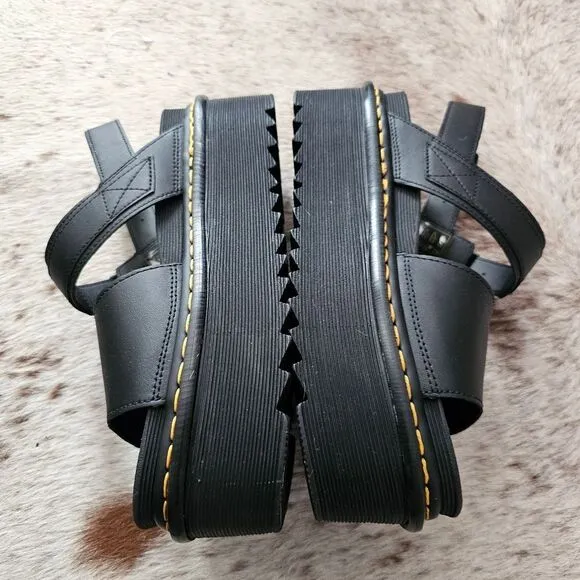 Dr. Martens Voss Quad Women's Leather Platform Sandals In Black Size 10 NEW