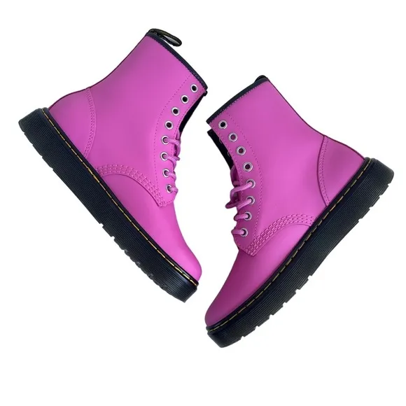 Dr. Martens Women’s Zavala Pink Smooth Leather Combat Boots