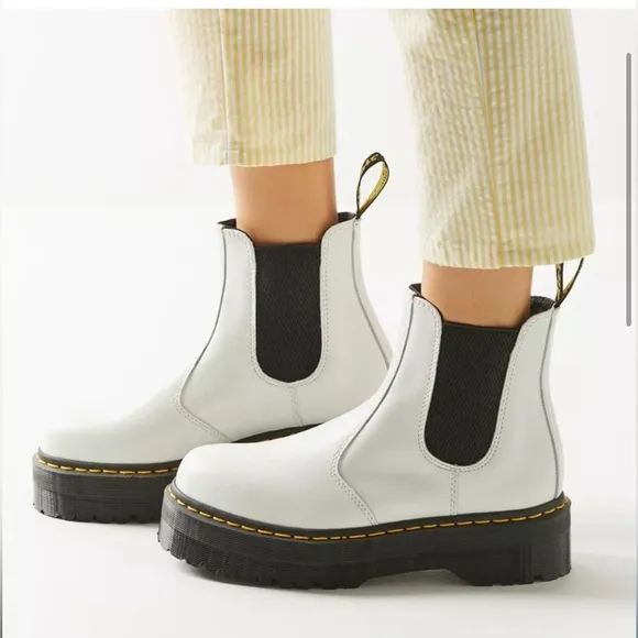 DR. MARTENS x Free People 2976 Quad Leather Platform Chelsea Boot white bootie