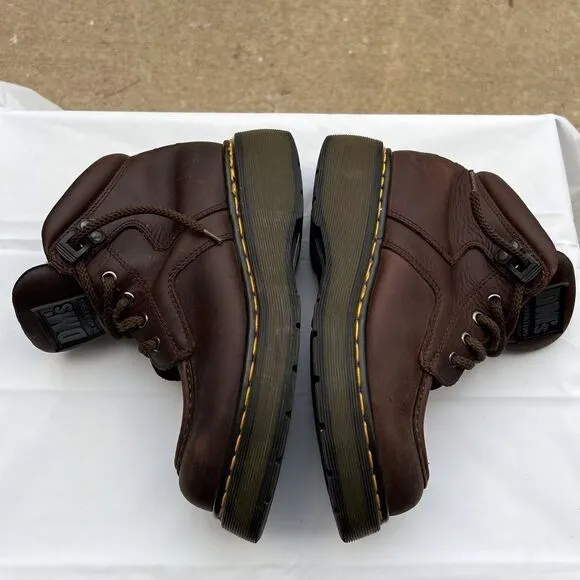 Dr Martens England Brown Leather 8595 Air Walk Platform Ankle Boots Sz WO 8 US