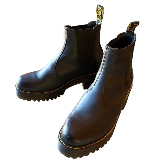 Dr. Martins Black Rometty Lug Sole Platform Chelsea Boots size 9
