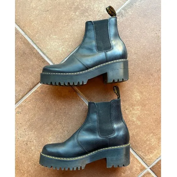 Dr. Martins Black Rometty Lug Sole Platform Chelsea Boots size 9