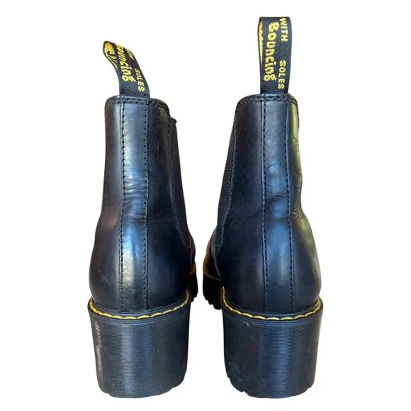 Dr. Martins Black Rometty Lug Sole Platform Chelsea Boots size 9
