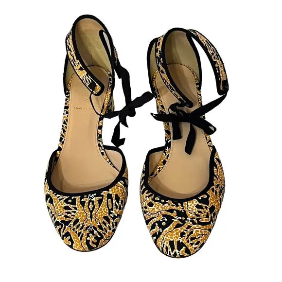 Drake's for J. CREW •Women 10.5• LOW HEELS GIRAFFE PRINT NAVY NUTMEG ITALY $289