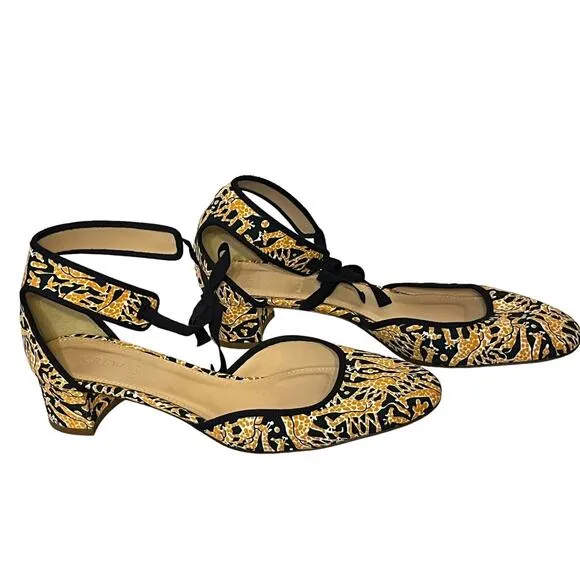 Drake's for J. CREW •Women 10.5• LOW HEELS GIRAFFE PRINT NAVY NUTMEG ITALY $289