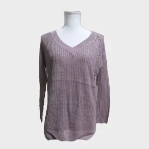 Dreamers Boutique V-Neck High Low Long Sleeve Purple Sweater Size S/M