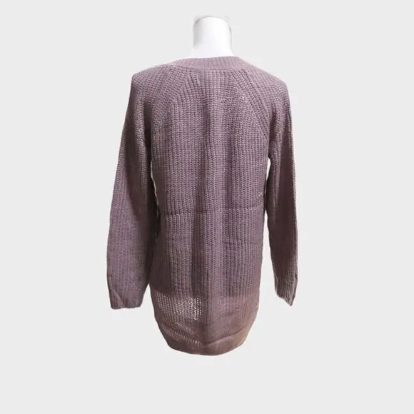 Dreamers Boutique V-Neck High Low Long Sleeve Purple Sweater Size S/M
