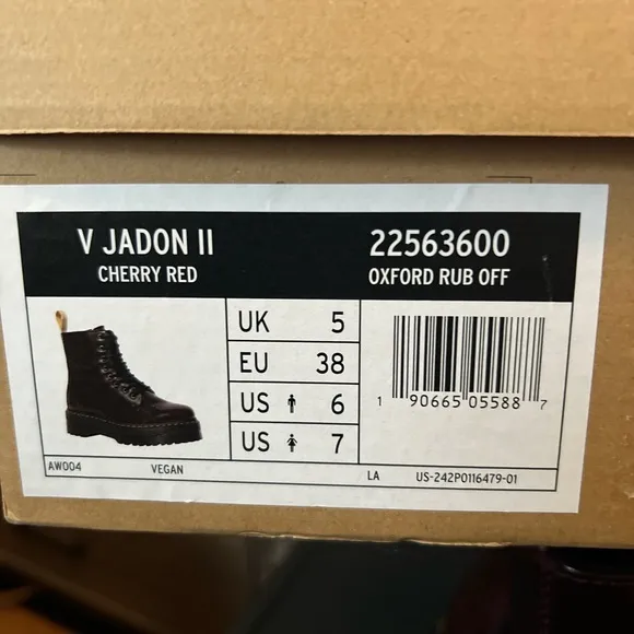 Dr.Martens Vegan Jadon II Cherry Red Platform boots. size 7
