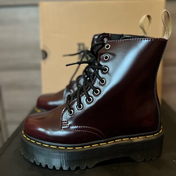 Dr.Martens Vegan Jadon II Cherry Red Platform boots. size 7