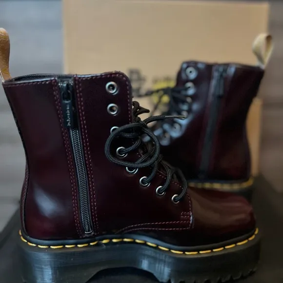 Dr.Martens Vegan Jadon II Cherry Red Platform boots. size 7