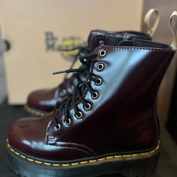 Dr.Martens Vegan Jadon II Cherry Red Platform boots. size 7