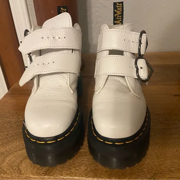 Dr.Marten’s white leather girl platform boots