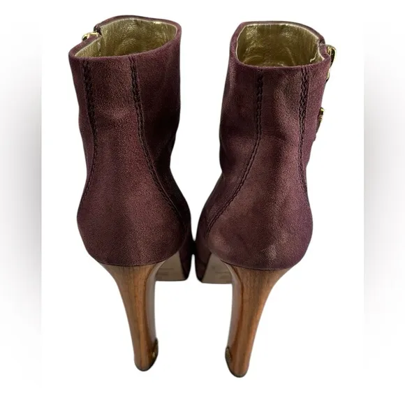 Dsquared2 Ankle boots purple Seude wood like heeled platform luxury y2k sz 5