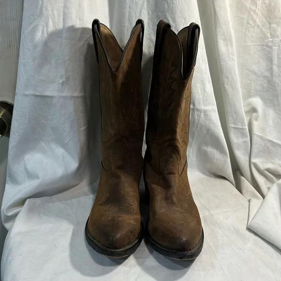 Durango Women's Western 11&quot; Leather Boots Tan 2&quot; Block Heel  RD4112 EU 41 US 9 M