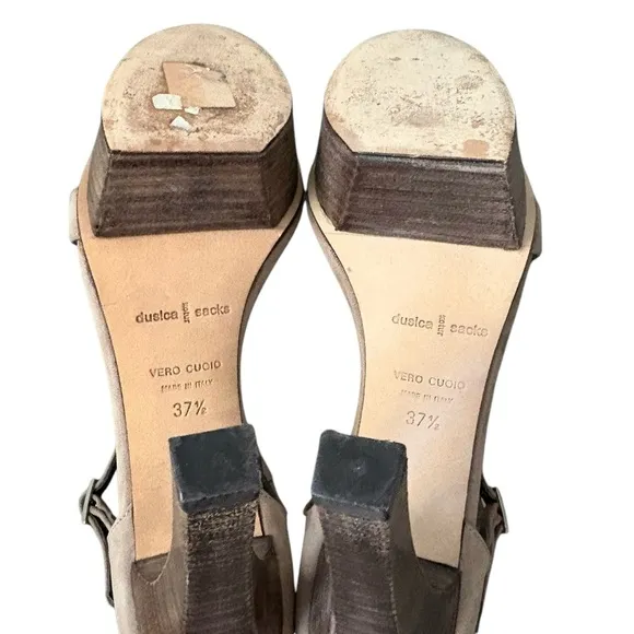 Dusica Kotur Sacks Handmade in Italy Suede Platform Sandals Taupe Size 37.5