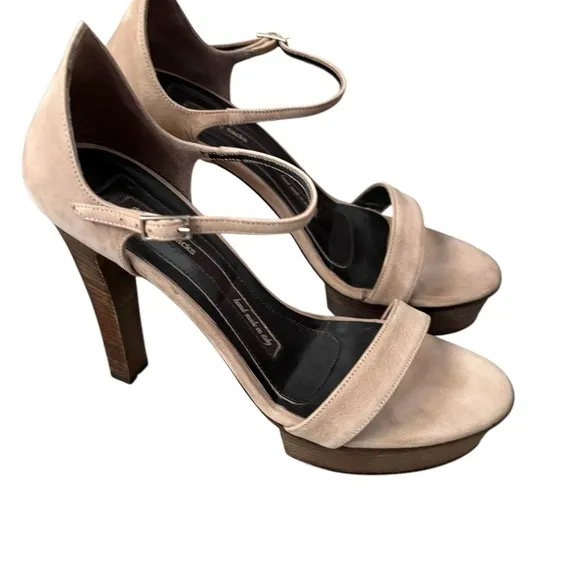 Dusica Kotur Sacks Handmade in Italy Suede Platform Sandals Taupe Size 37.5