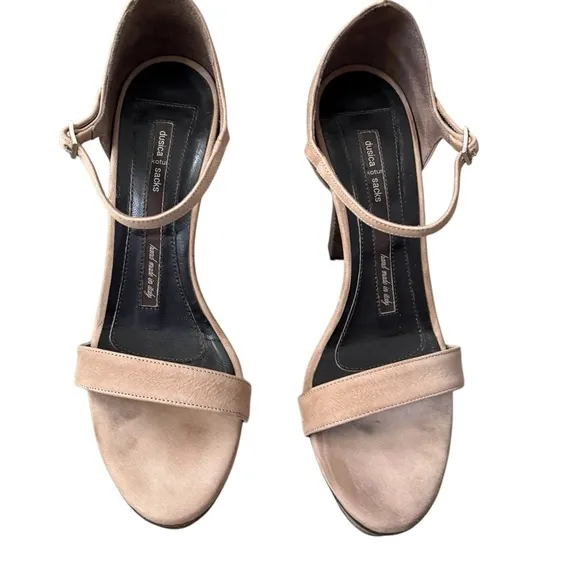 Dusica Kotur Sacks Handmade in Italy Suede Platform Sandals Taupe Size 37.5