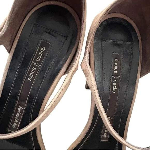 Dusica Kotur Sacks Handmade in Italy Suede Platform Sandals Taupe Size 37.5
