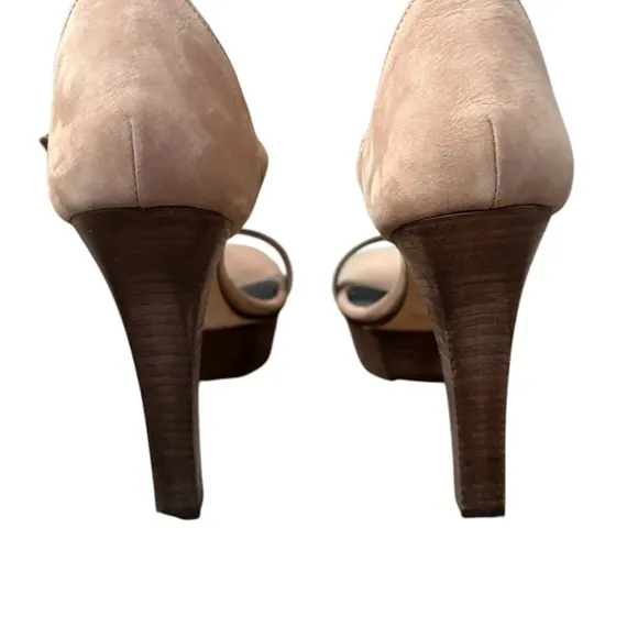 Dusica Kotur Sacks Handmade in Italy Suede Platform Sandals Taupe Size 37.5
