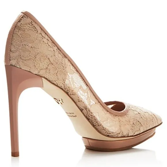 DVF New Designer Heels ITALY Shoes Lace Leather Platform Stiletto Dress Pump🎉HP