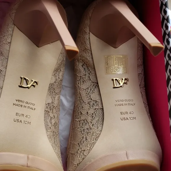 DVF New Designer Heels ITALY Shoes Lace Leather Platform Stiletto Dress Pump🎉HP