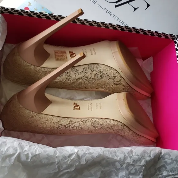 DVF New Designer Heels ITALY Shoes Lace Leather Platform Stiletto Dress Pump🎉HP